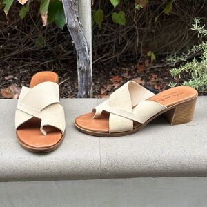 Mila Paoli Cream Mules with Block Heel